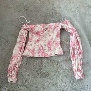 REVOLVE Pink Floral Off-Shoulder Blouse